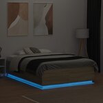 vidaXL Cadre de lit avec lumières LED chêne sonoma 135x190 cm