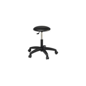 Tabouret standard sur roulettes dessus skaï noir GÉNÉRIQUE
