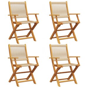 vidaXL Chaises de jardin pliantes lot de 4 beige bois d'acacia massif