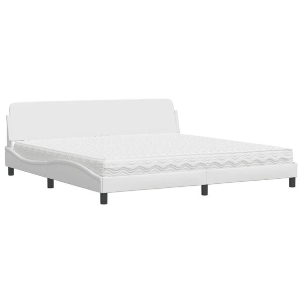vidaXL Lit avec matelas blanc 200x200 cm similicuir