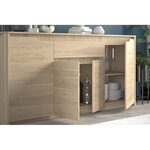 Buffet bas 4 portes + 1 tiroir - Panneaux de particules - chêne Dakota - Betty - 185 x 46 x 85 5 cm