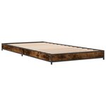 vidaXL Cadre de lit chêne fumé 100x200 cm bois d'ingénierie et métal