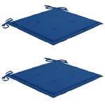 vidaXL Chaises de jardin lot de 2 avec coussins bleu royal Teck massif