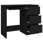 Bureau table poste de travail meuble d'ordinateur informatique étude 90 x 45 x 76 cm bois d’ingénierie noir 02_0023925