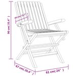 vidaXL Chaises de jardin pliantes lot de 6 61x67x90cm bois massif teck