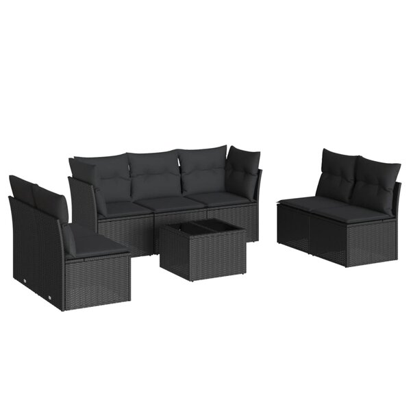 vidaXL Salon de jardin 8 Pièces avec coussins noir résine tressée