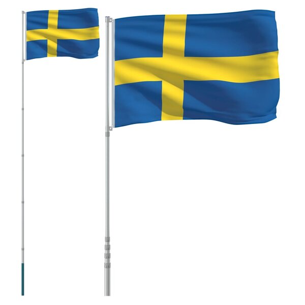 vidaXL Drapeau de la Suède et mât 5 55 m Aluminium