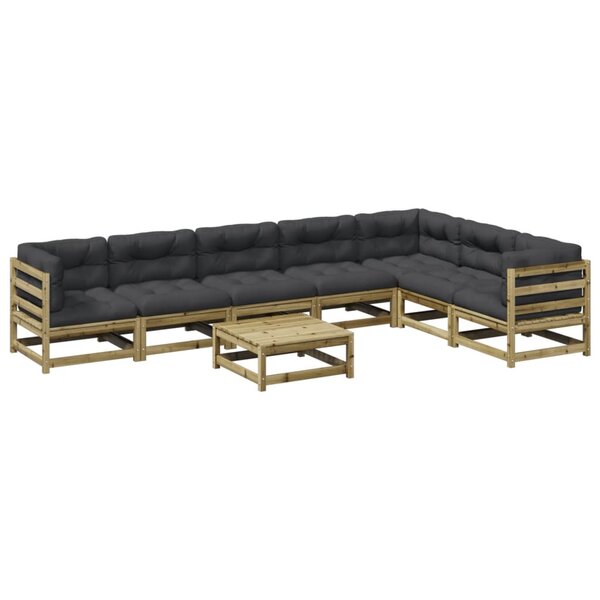 vidaXL Salon de jardin 8 Pièces avec coussins bois de pin imprégné