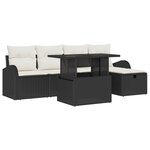 vidaXL Ensemble de Canapé de Jardin de 6 Pièces avec Coussins Rattan Noir Poly