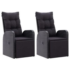 vidaXL Chaises de jardin inclinables coussins lot de 2 Résine tressée