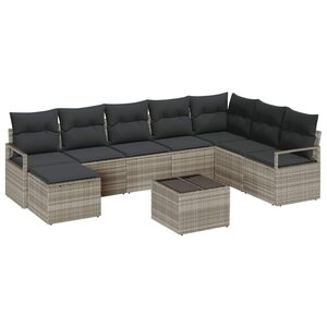 vidaXL Ensemble de Canapés avec coussin 8 Pièces Gris clair polyrotin