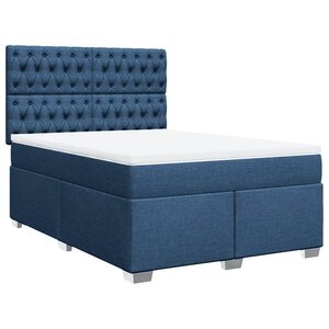 vidaXL Sommier à lattes de lit avec matelas Bleu 140x200 cm Tissu