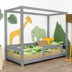 Lit cabane enfant BUNKY 90 x 190 gris
