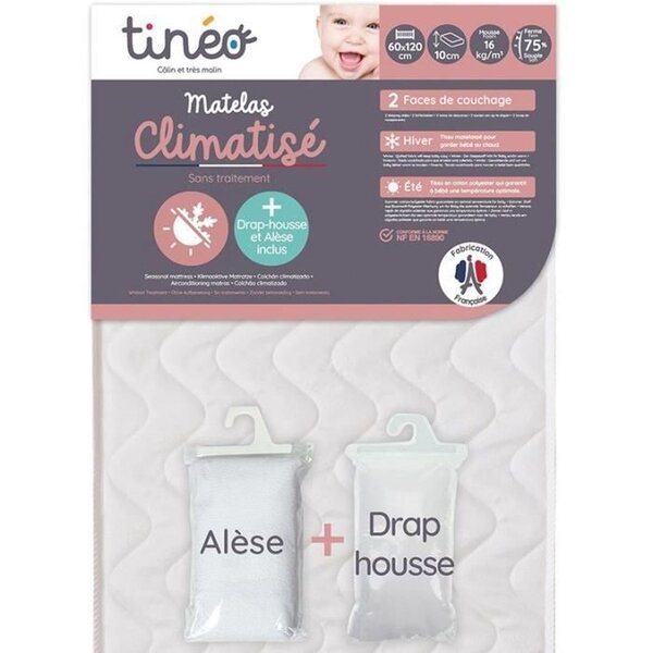Matelas climatisé 60 x 120 cm + drap housse