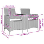 vidaXL Canapé de jardin 2 places avec table et coussins résine tressée