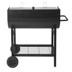 Barbecue charbon de bois 2 grilles alabama noir acier inoxydable