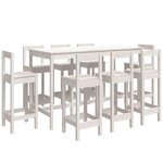 vidaXL Ensemble de bar 9 Pièces Blanc Bois de pin massif