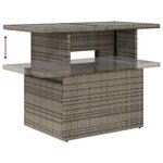 vidaXL Table de jardin dessus en verre gris 100x55x73cm résine tressée