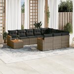 vidaXL Salon de jardin 11 Pièces avec coussins gris résine tressée