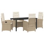 vidaXL Ensemble de salle à manger de jardin 5 pièces avec coussins en polyrotin beige
