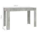 vidaXL Table à manger Gris béton 120x60x76 cm Bois d'ingénierie