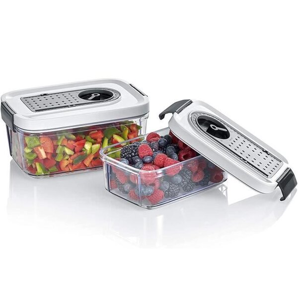 SEVERIN Lot 2 boites de conservation sans BPA avec valve de mise sous vide - Capacite 0,75 L et 1,5 L - Preserve les saveurs