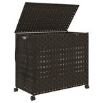 vidaXL Panier à linge avec roulettes marron foncé 66x35x60 cm