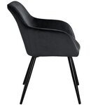 Lot de 6 chaises pieds noir siège de salon cuisine salle à manger design élégant velours noir 08_0000021