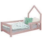 Lit cabane enfant POPPI 120 x 200 rose pastel 1