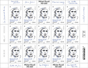 Feuille de 15 timbres - Michel Piccoli (1925-2020) - Lettre Verte
