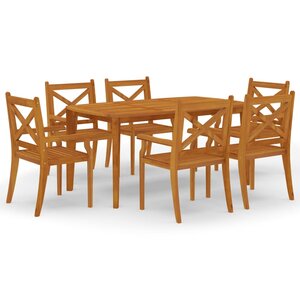 vidaXL Ensemble à manger de jardin 7 Pièces Bois d'acacia solide