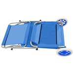 vidaXL Chaise longue pliable avec auvent et roues Acier Bleu