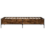 vidaXL Cadre de lit chêne fumé 75x190 cm bois d'ingénierie et métal