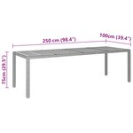 vidaXL Table de jardin gris 250x100x75 cm résine tressée/bois d'acacia