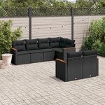 vidaXL Salon de jardin 7 Pièces avec coussins noir résine tressée