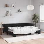 vidaXL Lit de jour avec lit gigogne noir 90x200 cm velours