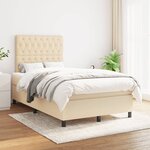 vidaXL Sommier à lattes de lit avec matelas Crème 120x200 cm Tissu