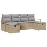 vidaXL Ensemble de canapé de jardin 6 pièces avec coussins Beige Poly Rattan