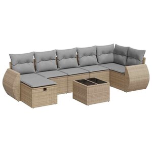 vidaXL Salon de jardin avec coussins 8 Pièces beige résine tressée
