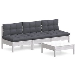 vidaXL Salon de jardin 4 Pièces avec coussins anthracite Bois de pin