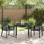 vidaXL Ensemble de Salle à Manger de Jardin 3 Pièces Noir Poly Rattan