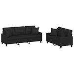 vidaXL Ensemble de canapés 2 Pièces avec coussins noir similicuir
