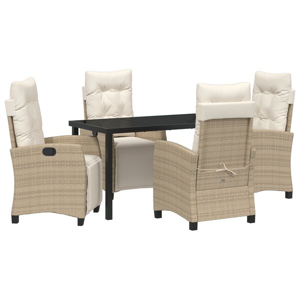 vidaXL Set de salle à manger de jardin 5 pièces beige en poly rattan