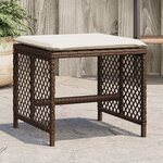 vidaXL Tabourets de jardin et coussins lot de 4 marron résine tressée