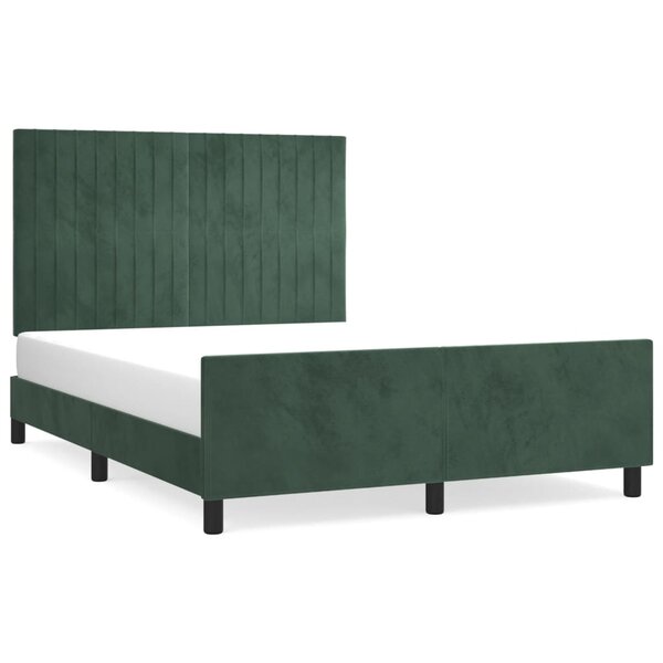 vidaXL Cadre de lit avec tête de lit Vert foncé 140x190 cm Velours