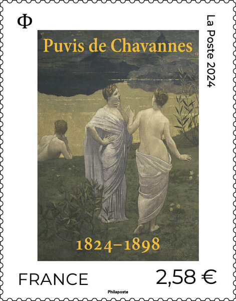 Timbre - Puvis de Chavannes (1824-1898) - Lettre verte