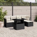 vidaXL Salon de jardin 6 Pièces avec coussins noir résine tressée