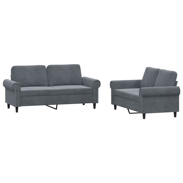 vidaXL Ensemble de canapés 2 Pièces avec coussins Gris foncé Velours