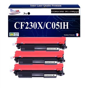 T3AZUR - 3x Toners compatibles avec Canon 051H pour Canon i-Sensys LBP-162dw MF-264dw MF-267dw MF-269dw Noir - 4 000p