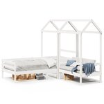 vidaXL Ensemble de lit de jour et de banc et toit 90x200 cm pin massif